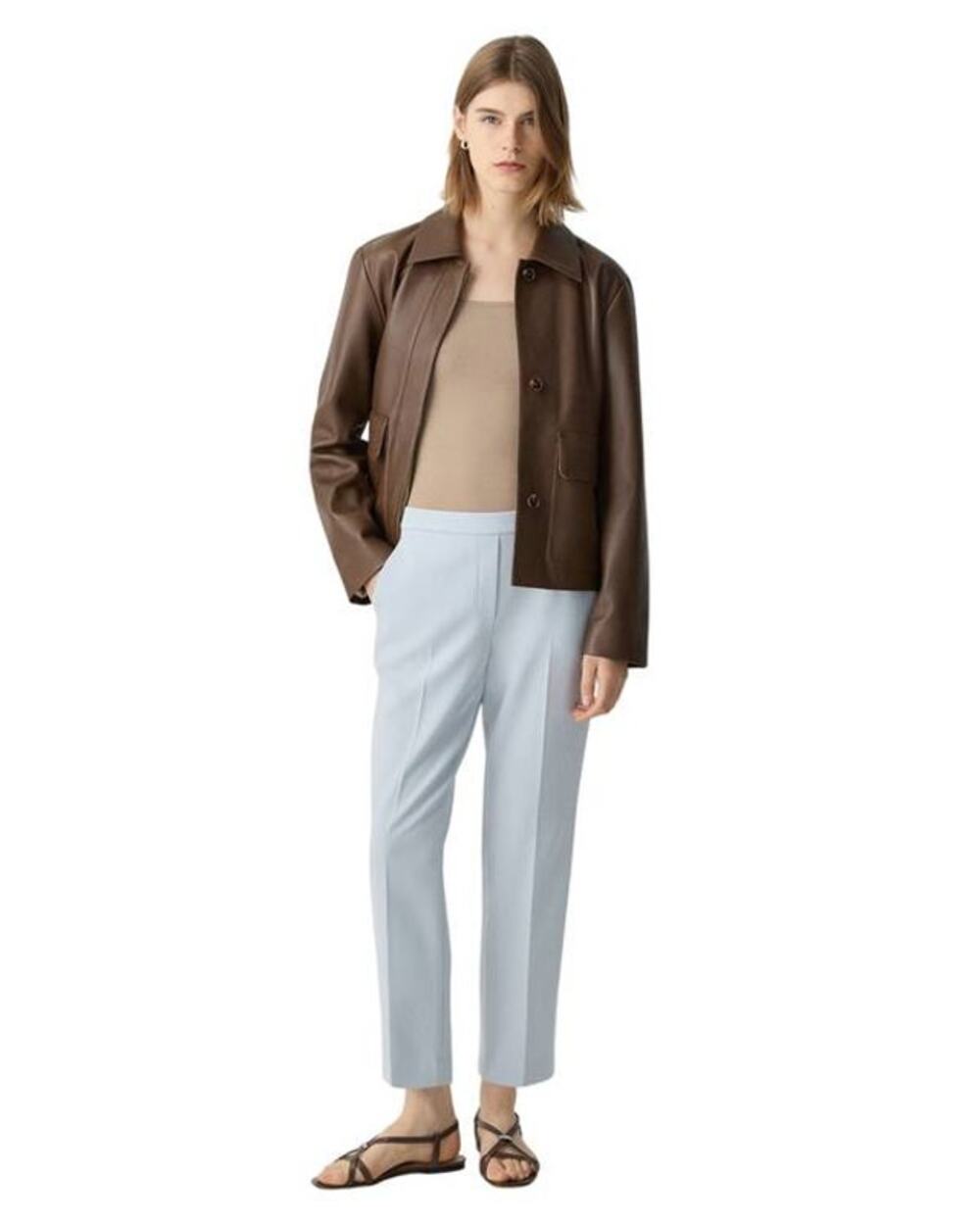 Theory Treeca Pull On Crepe Crop Pant in Pearl Blue 0